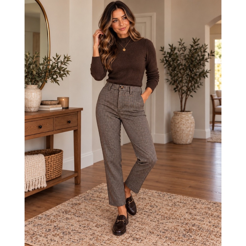 Indi & Cold Houndstooth Plaid Tailored Trousers – Size 38